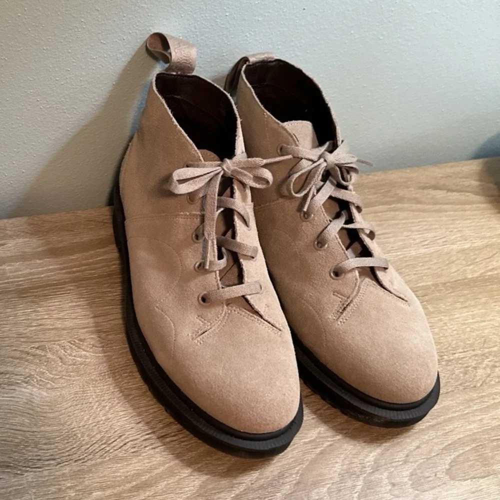Dr Martens Tan Suede Leather Boots‎ Mens Size 8 Docs Safety Slip Resistant